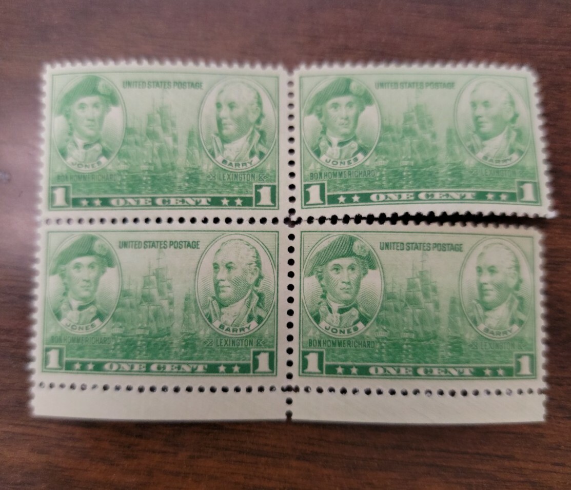 Scott #790 Jones Barry (Lexington) Block of 4 Stamps - MNH