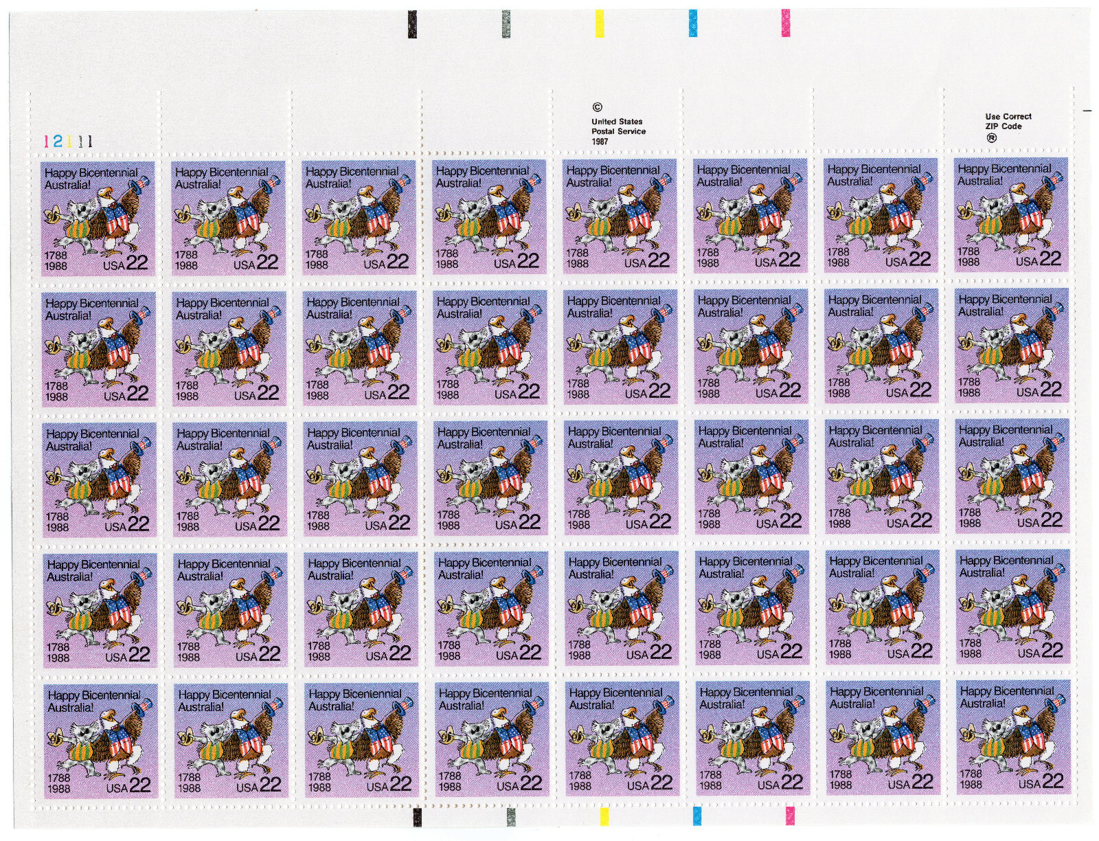 Scott #2370 Happy Bicentennial Australia Sheet of 40 Stamps - MNH