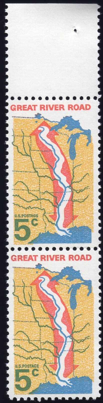 Scott #1319 Great River Road 5¢ Vertical Pair of Stamps - MNH
