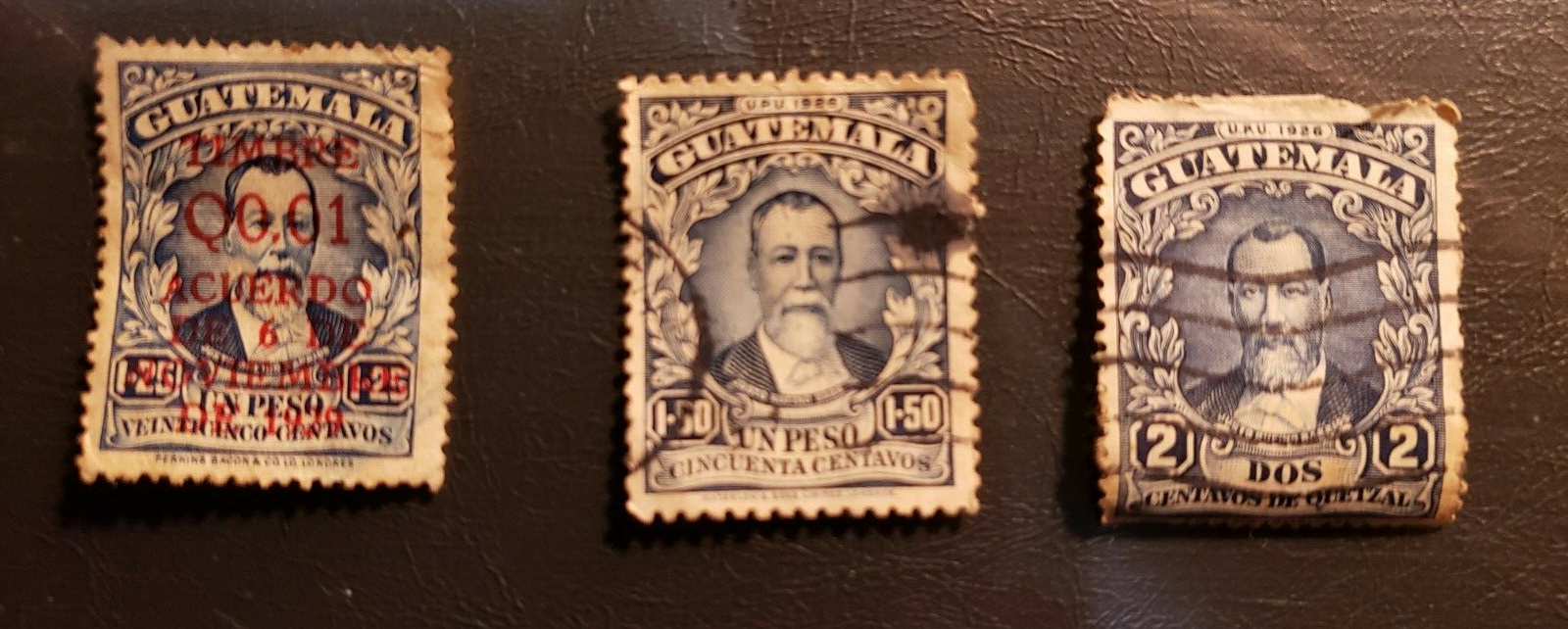 Stamps Latin America Guatemala 1926 used 1.25, 1.5 & 2c JUSTO RUFING BARRIOS