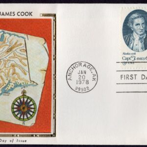 Scott #1732-1733a Captain Cook (01/20/78) Colorano Silk FDC Anchorage Alaska