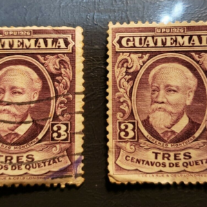 Stamps Latin America Guatemala 1926 two 3c LORENZO MONTUFAR