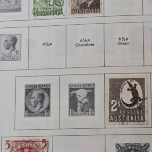 Stamp Australia 1948-53 #212, 218, 231-232 & #265 used