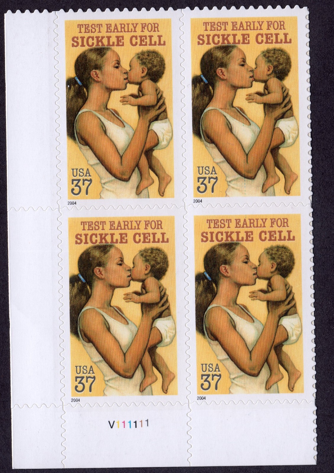 Scott #3877 Sickle Cell Anemia Plate Block of 4 Stamps - MNH