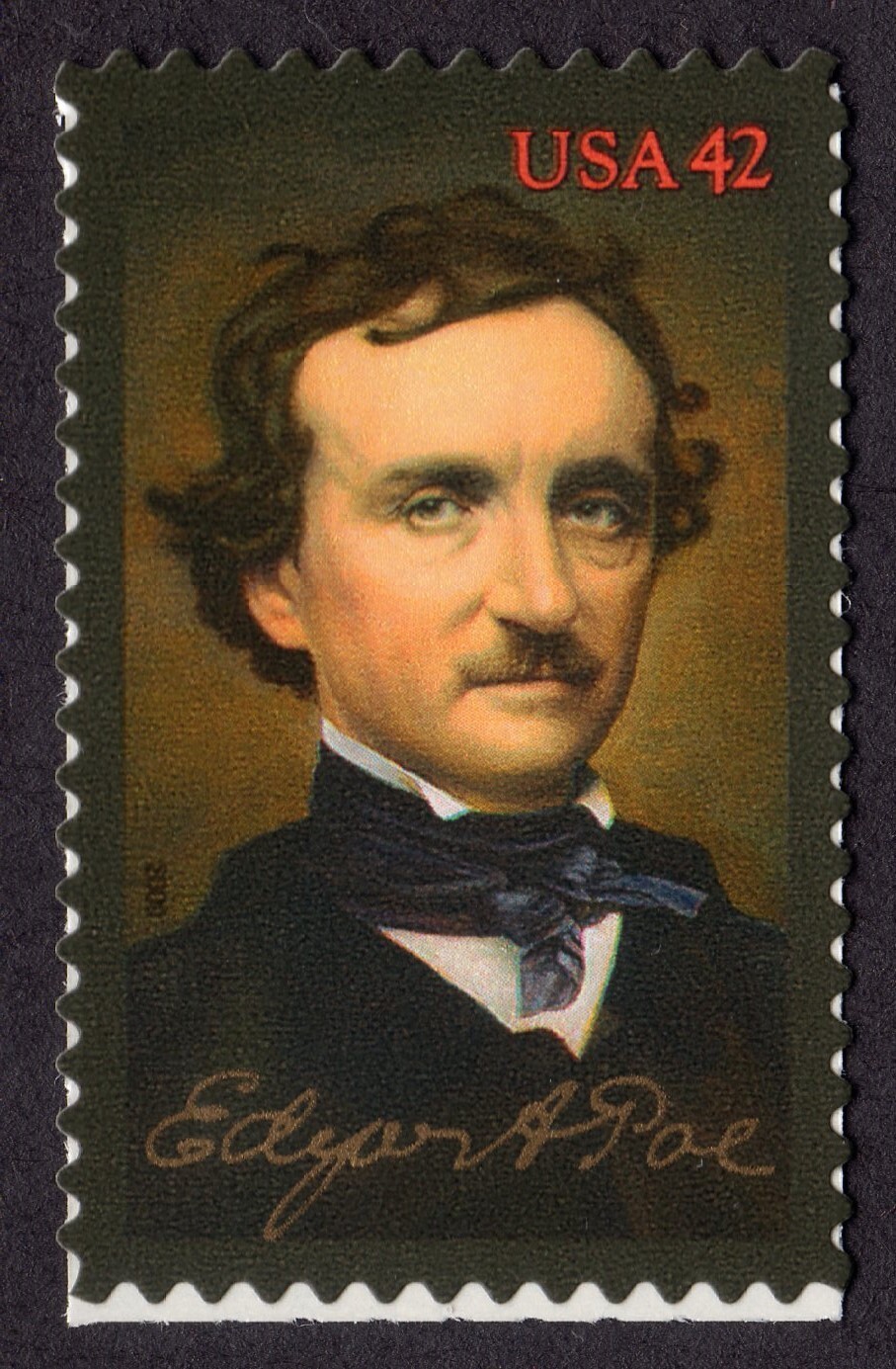 Scott #4377 Edgar Allen Poe (The Raven) Single Dark Stamp - MNH