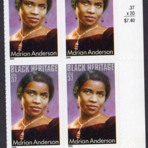 Scott #3896 Marian Anderson Plate Block of 4 Stamps - MNH