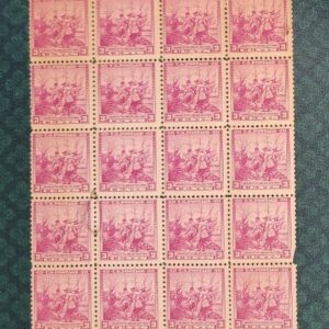 Scott #836 Swedes and Finns Landing Block of 20 Stamps - Damaged