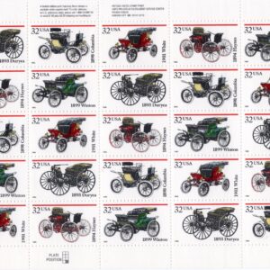 Scott #3023a (3019-23) Antique Automobiles Full Sheet of 25 Stamps - MNH