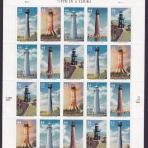 Scott #4413a (4410-13) Gulf Coast Lighthouses Full Sheet of 20 Stamps - MNH