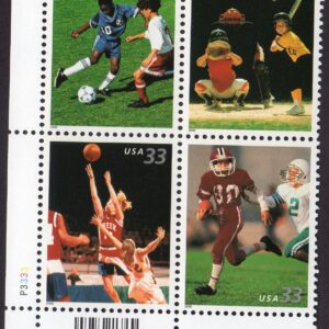 Scott #3402a (3399-3402) Youth Sports Plate Block of 4 Stamps - MNH (LL)
