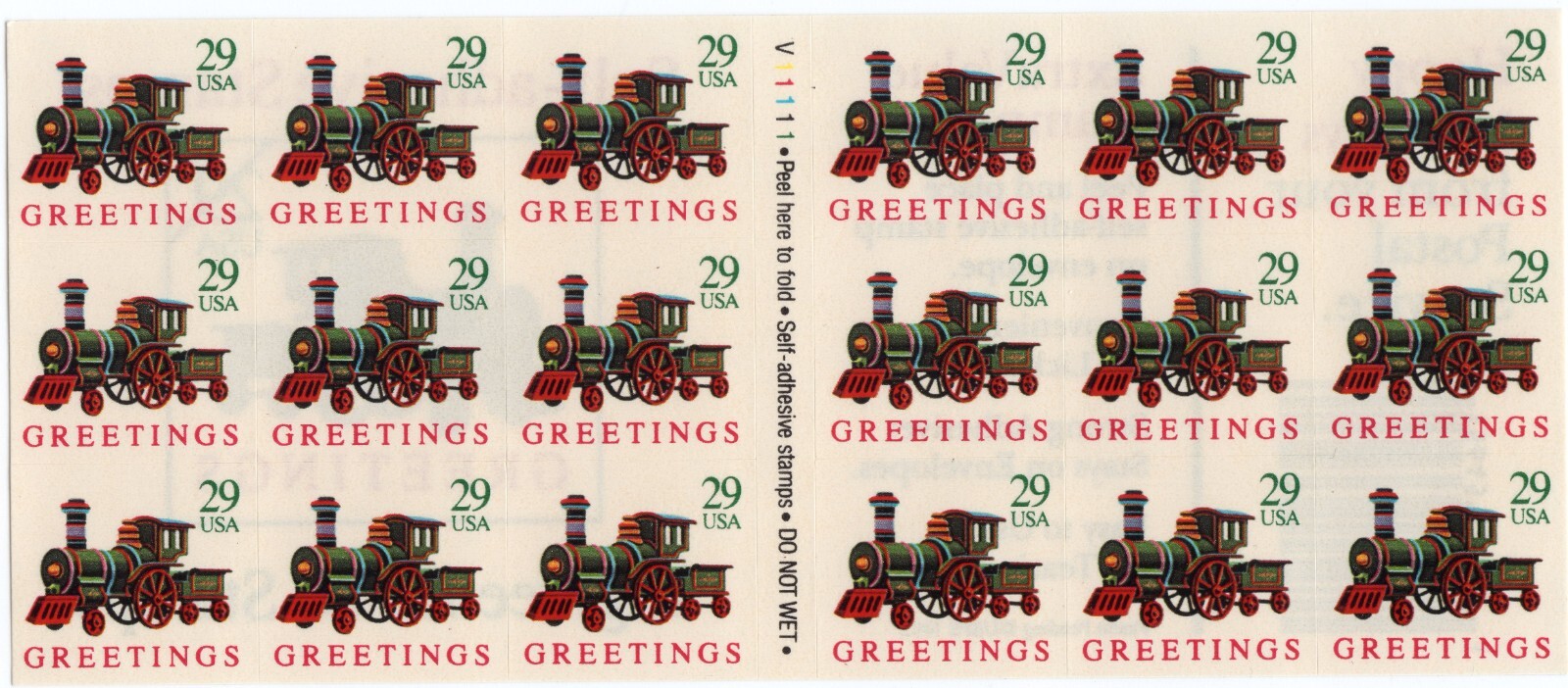 Scott #2719a Toy Locomotive (Train) Booklet of 18 Stamps - MNH
