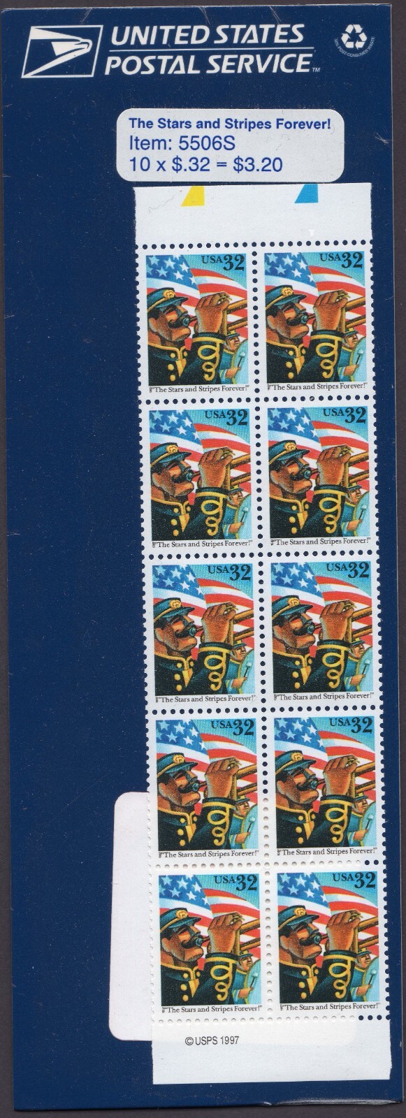 Scott #3153 The Stars And Stripes Block of 10 Flag Stamps - Sealed