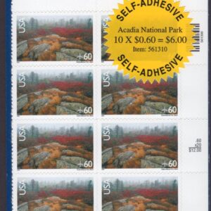 Scott #c138 Acadia National Park Half Sheet of 10 Airmail Stamps - Sealed