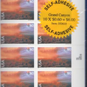 Scott #c135 Grand Canyon Plate Block of 10 Air Mail 60¢ Stamp Sheet - Sealed
