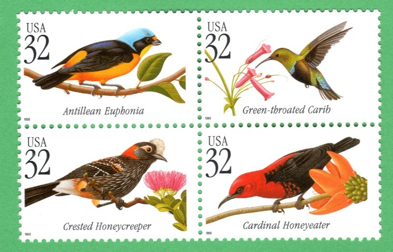 Scott #3225a Tropical Birds Block of 4 Stamps - MNH
