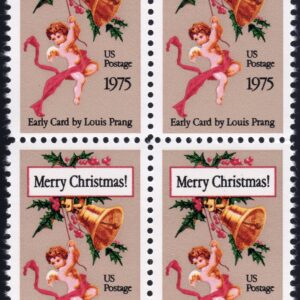 Scott #1580 Merry Christmas Early Card by Prang Block of 4 Stamps - MNH