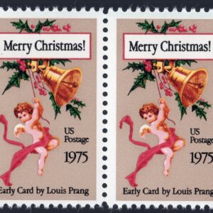 Scott #1580 Merry Christmas Early Card by Prang Horizontal Pair of Stamps - MNH