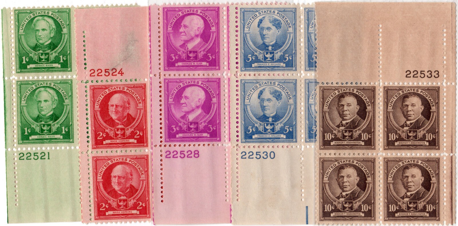 Scott #869-873 American Educators Plate Block Of 4 Stamps - MNH