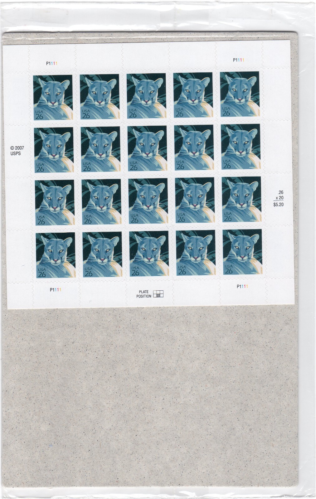 Scott #4139 Florida Panther Sheet of 20 26¢ Stamps - Sealed
