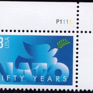 Scott #3354 NATO 50 Years Plate # Single Stamp - MNH
