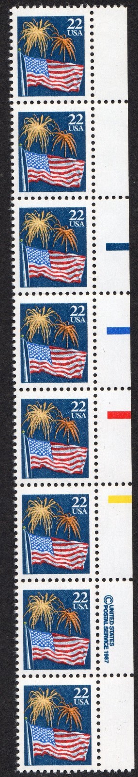Scott #2276 Flag Fireworks (Strip) Block of 8 Stamps - MNH