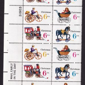 Scott #1418b (1415-18) Christmas Toys Plate Block of 20 Stamps - MNH