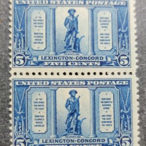 Scott #619 5c Lexington-Concord Minute Man Pair of Stamps - Mint LH