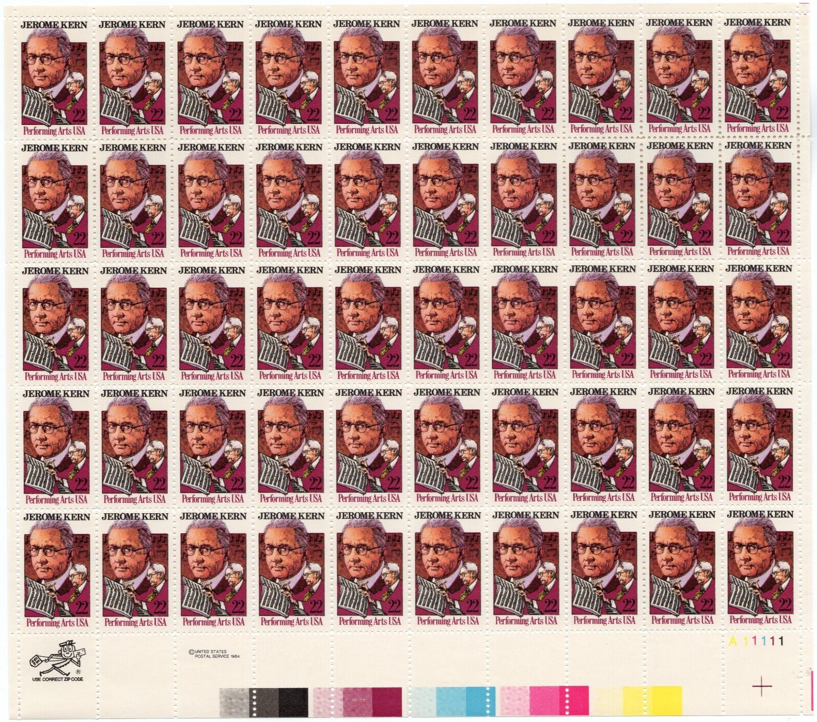 Scott #2110 Jerome Kern Sheet of 50 Stamps - MNH