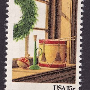 Scott #1843 Christmas Wreath in Windows with Toys Single Stamp - MNH