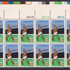 Scott #1790 Summer Olympics Javelin Thrower Plate Block of 20 Stamps - MNH