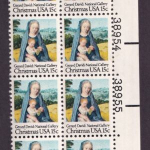 Scott #1799 Christmas Madonna (Virgin & Child) Plate Block of 20 Stamps - MNH UR