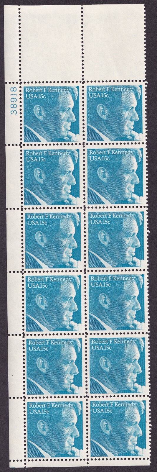 Scott #1770 Robert Kennedy Plate Block of 12 Stamps - MNH