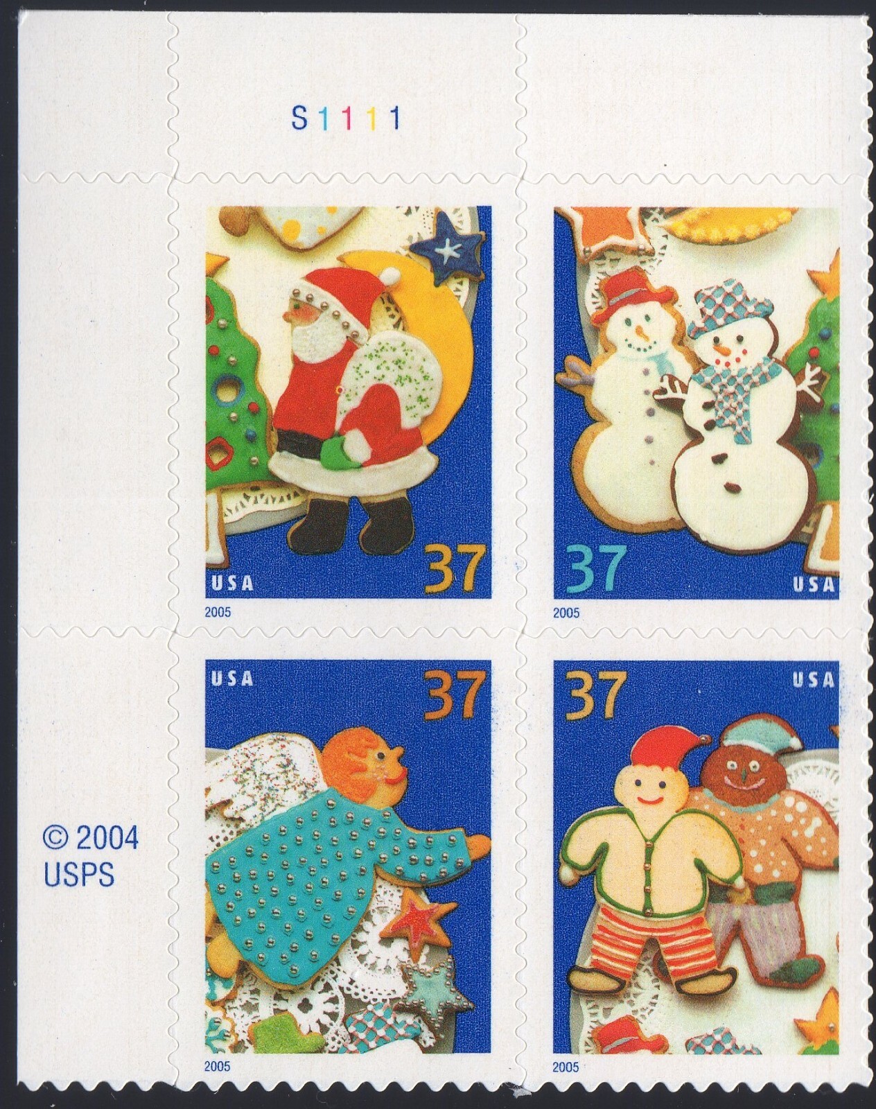 Scott #3952a (3949-52) Gingerbread Cookies Plate Block of 4 Stamps - MNH