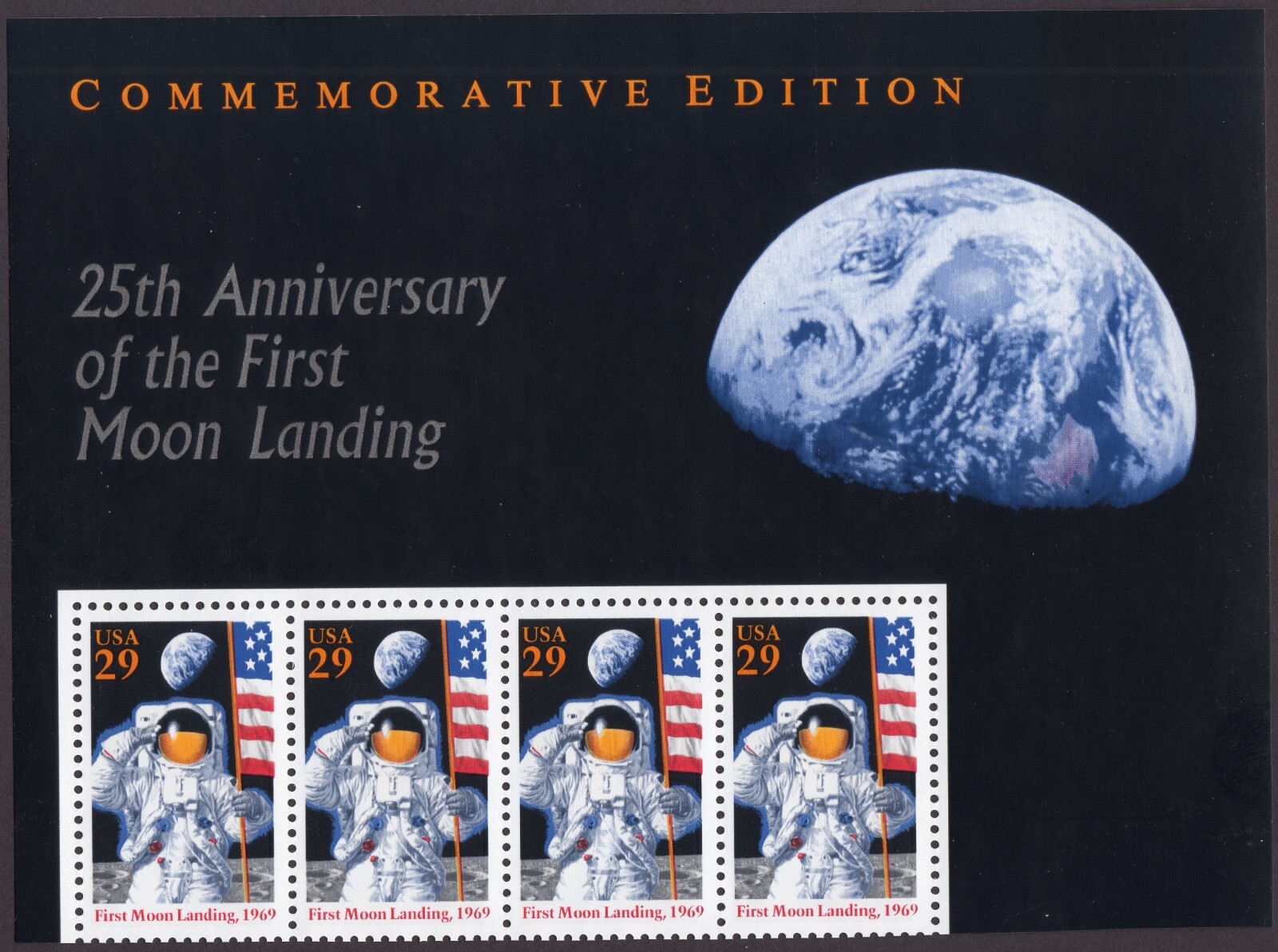 Scott #2841 29¢ FIRST MOON LANDING Title Block of 4 Stamps - MNH