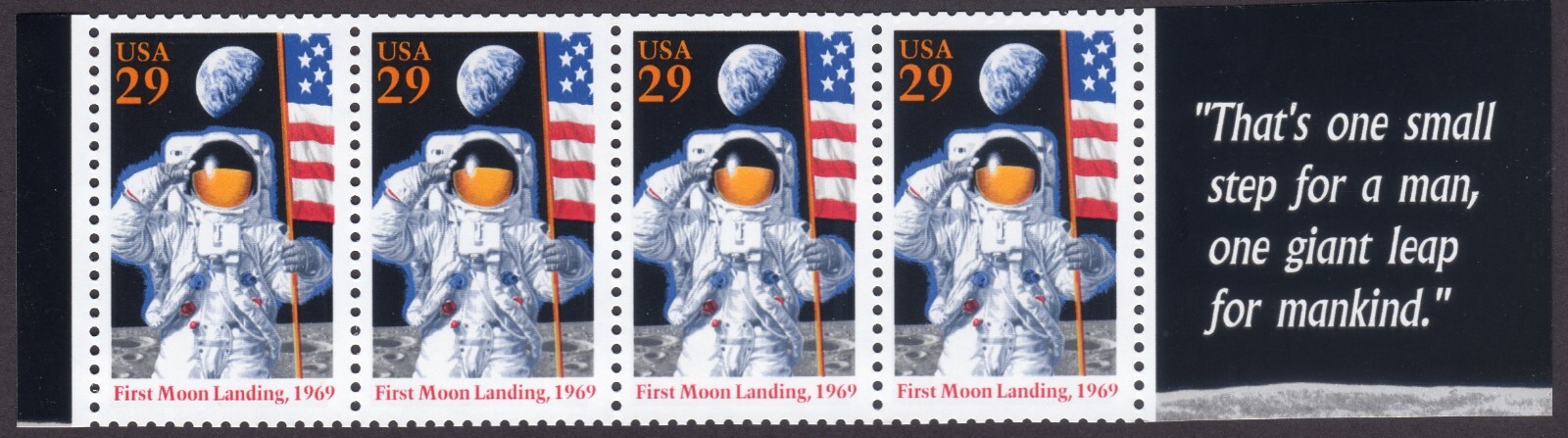 Scott #2841 29¢ FIRST MOON LANDING "Small Step" (Strip) Block of 4 Stamps - MNH