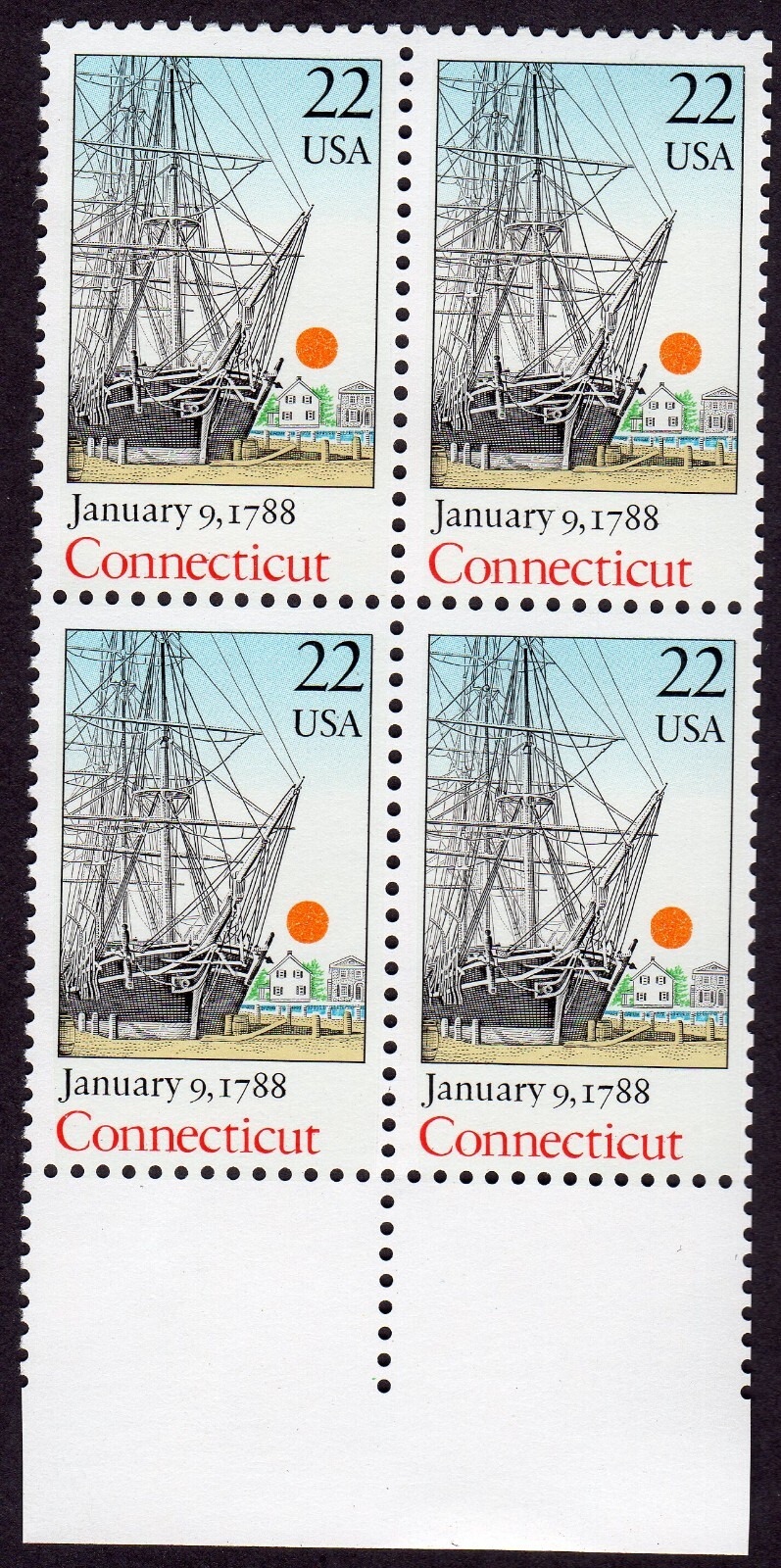 Scott #2340 Connecticut Block of 4 Stamps - MNH