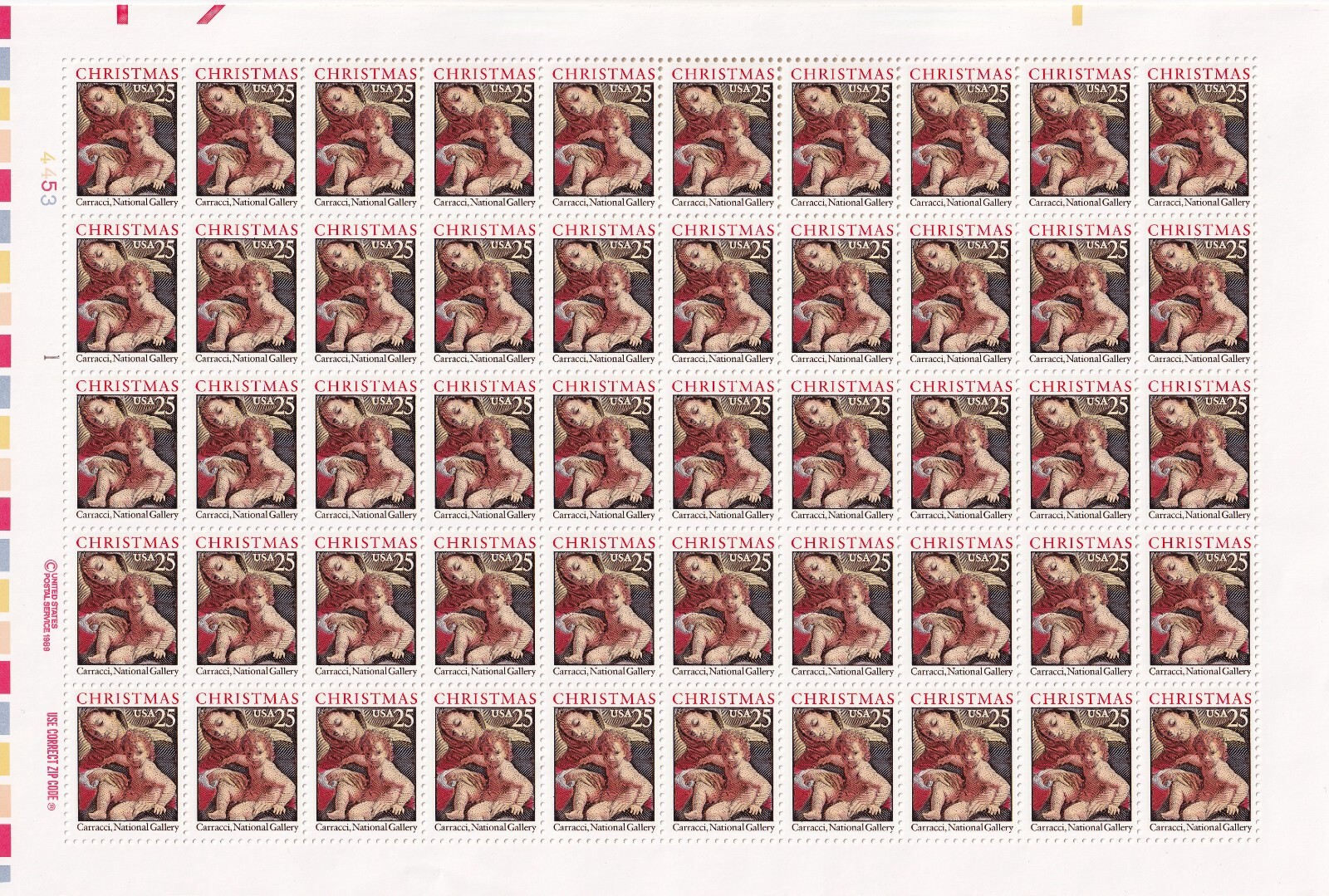 Scott #2427 Christmas Madonna & Child (Carracci) Full Sheet of 50 Stamps - MNH