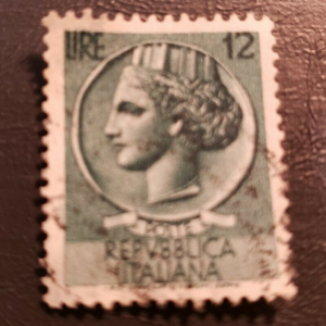 Stamp Europe Italy 1953 L.12 "Italia" Scott A354 #628