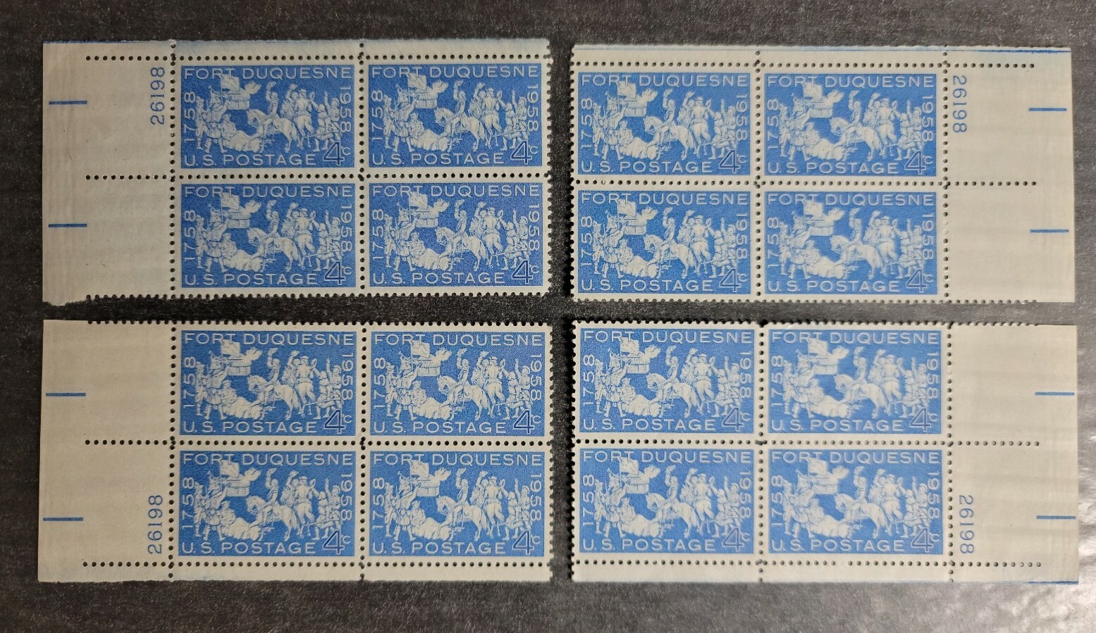 Scott #1123 Fort Duquesne Matched Set (4) Plate Blocks Of 4 Stamps - MNH P#26198