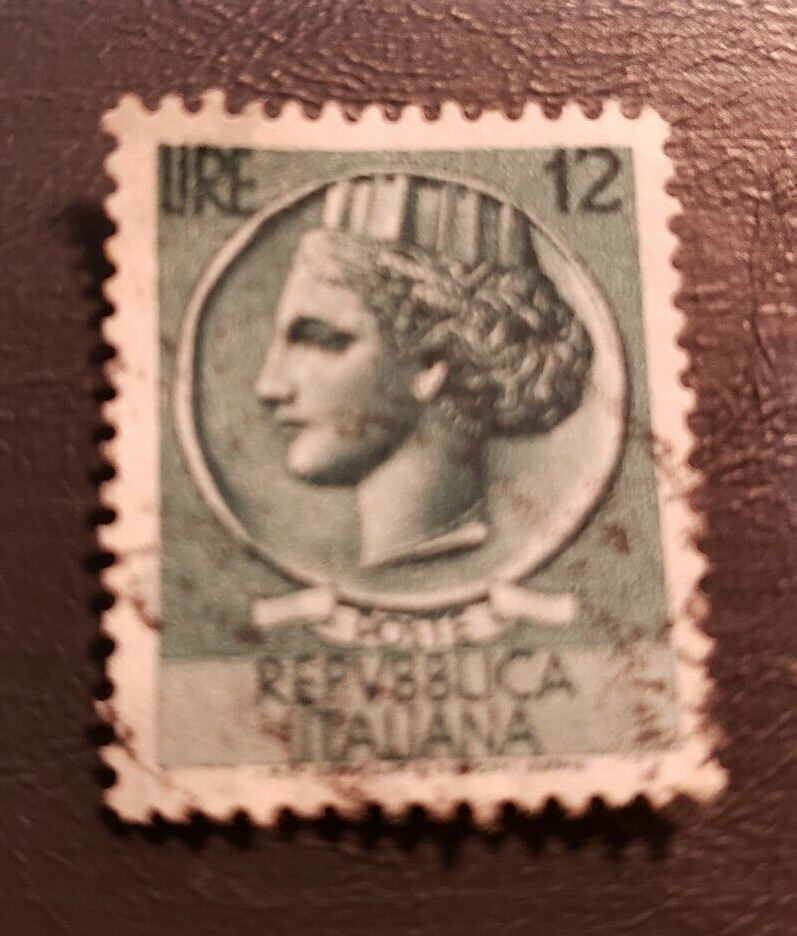 Stamp Europe Italy 1953 L.12 "Italia" Scott A354 #628