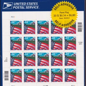 Scott #3470 Flag Over Farm Sheet Of 20 Stamps - Sealed Blue