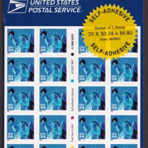 Scott #3485b Statue of Liberty blue Booklet Of 20 Stamps - Sealed
