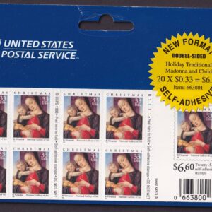 Scott #3355a 33¢ Madonna & Child (Vivarini) Booklet of 20 Stamps - Sealed Blue