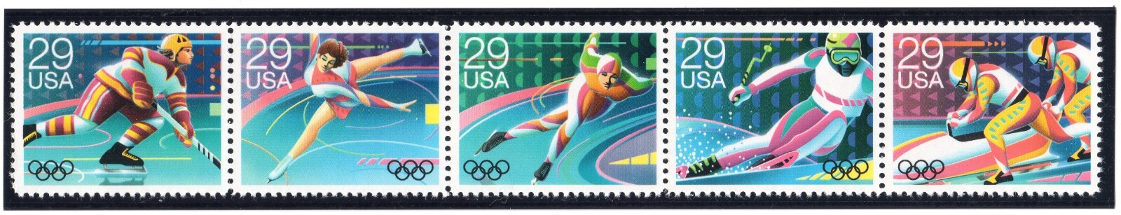 Scott #2615a (2611-15) Winter Olympics Horizontal Strip of 5 Stamps - MNH