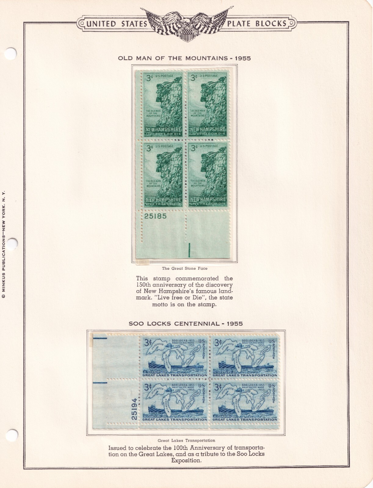 Scott #1068-1069-1070-1071-1073-1074 (6) Plate Block of 4 Stamps - MNH