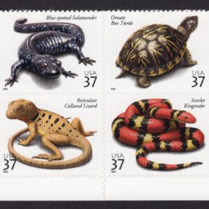 Scott #3818a (3514-18) Reptiles & Amphibians Plate Block of 8 Stamps - MNH
