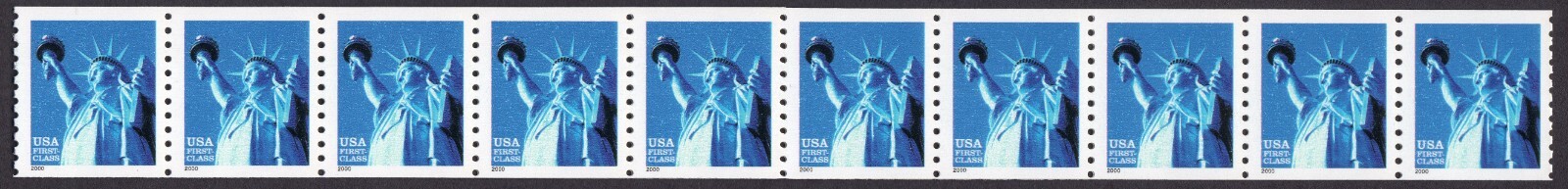 Scott #3452 Statue of Liberty Plate # Coil (PNC) Strip of 25 Stamps - MNH