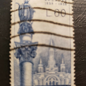 Stamp Europe Italy 1958 60 Lire used; VIRGIN MARY AT LOURDES