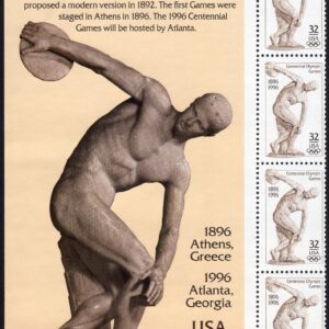 Scott #3087 32¢ Greece - OLYMPIC DISCUS THROWER - Title Block of 4 Stamps - MNH