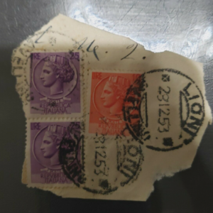 Stamps Europe Italy 3 used, 2 L.25, 1 L.10, 1953 SYRACUSEAN COIN